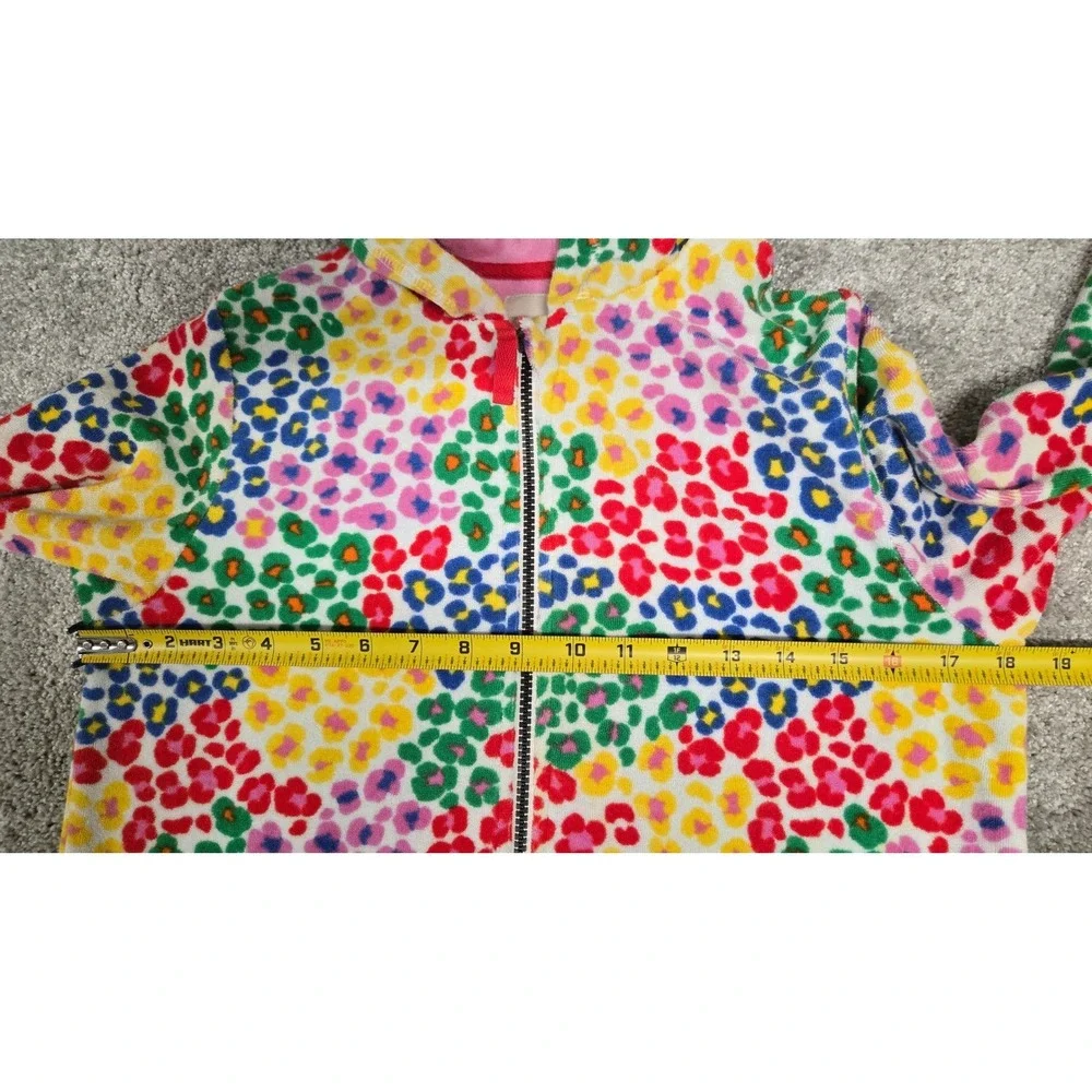 Mini Boden Romie Towelling Zip Throw On Leopard Floral Print Girls Size 11-12Y